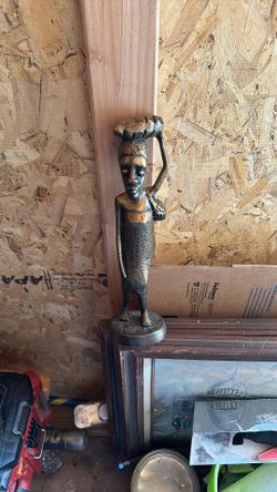 Vintage African Art Bronze Figurine Sculpture Tribal 14”