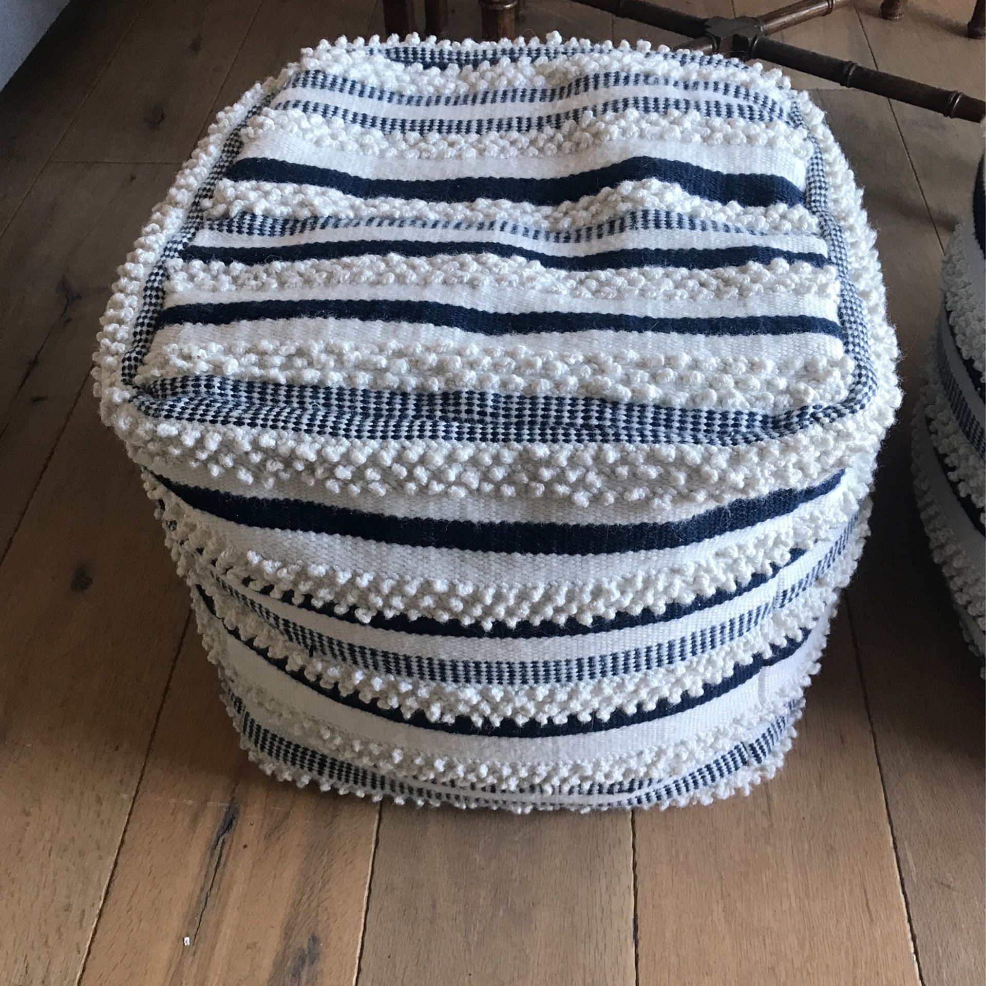 Two Ottomons And Three Matching Pillows