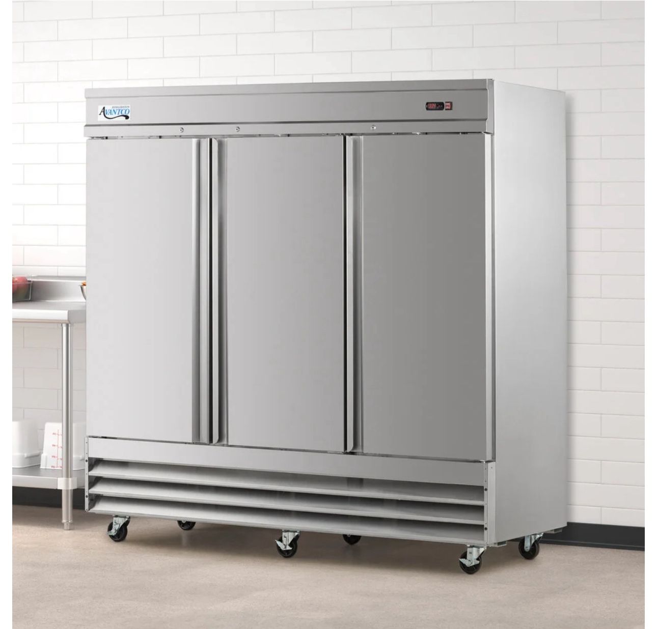 Avantco SS-3R-HC 81 5/16" Stainless Steel Solid Door Reach-In Refrigerator