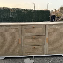 Cat Litter Box Enclosure Furniture Hidden Indoor 2-in-1 Wooden Cat & Washroom Cabinet with Scratching Board Doors and 3 Drawer for 2 Cats, 55"x20"x24"