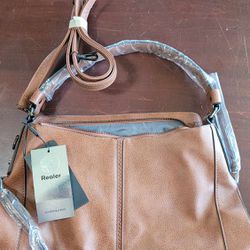 Realer Hobo  Faux Brown Leather Handbag Purse 