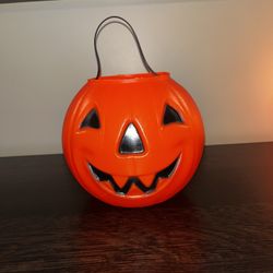 Vintage Halloween 1980 CAROLINA JOL Blow Mold Pumpkin Candy Pail
