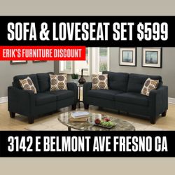 BLACK SOFA AND LOVESEAT
