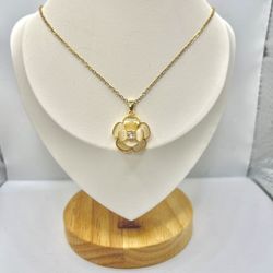 Opal Crystal Flower Gold Chain Necklace with CZ