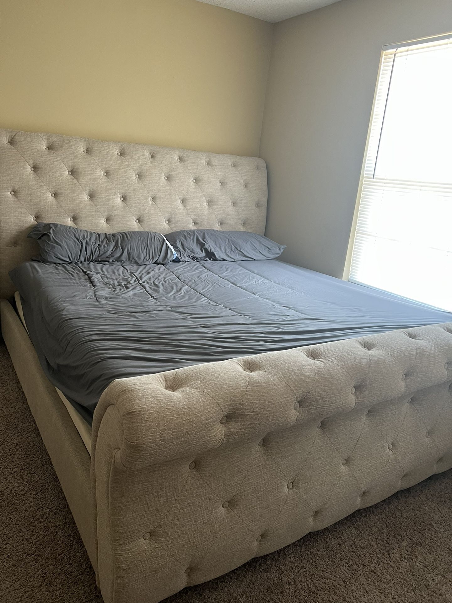 Bed Frame + Tempurpedic Mattress (King Size) for Sale in Hattiesburg