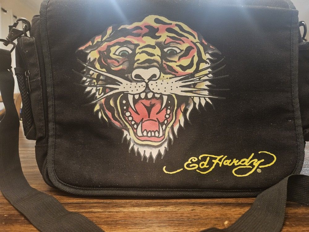 Vintage Ed Hardy Classic Tiger Messenger Bag