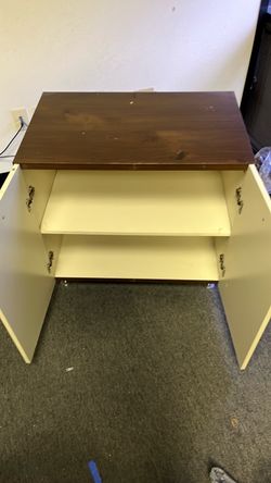 Wood Top Cabinet with Open Shelves