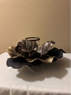 Gold, Black and bronze  centerpiece with candles