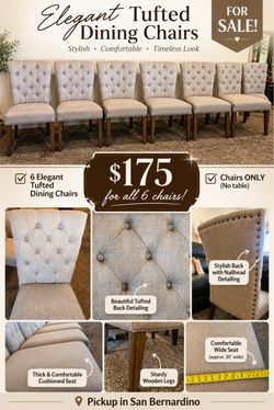 Tufted dining beige chairs ( 6 )