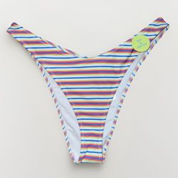 Forever 21 Women Size S Striped High-Leg Bikini Bottom Swim Bottom New Mix Match