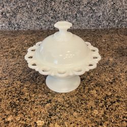 Milk Glass Pedestal Candy Dish