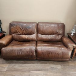 Sofa/Loveseat Leather With Built-in Recliners