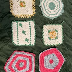 Vintage Set of 6 Crochet Squares 