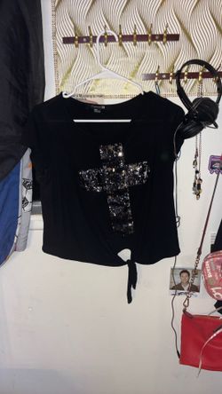 Black Short Shirt With Cross 
