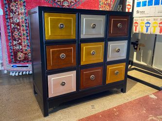 Metallic 9-Drawer Apothecary Style Dresser