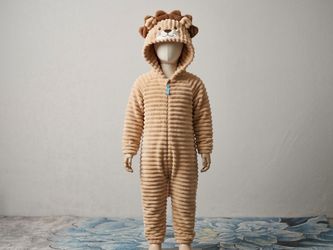 Kids Lion Fleece Hooded Onesie