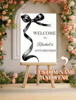 Custom Bridal Shower & Wedding Welcome Sign - Personalized Name, Age & Date | Sparkling Silvery Decor For Birthday, Graduation & Celebration Parties