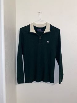 Abercrombie & Fitch Quarter 1/4 Zip Sweater Small A&F Soft Moose Logo Cashmere