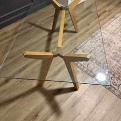 Crate & Barrel Strut Glass Dining Table