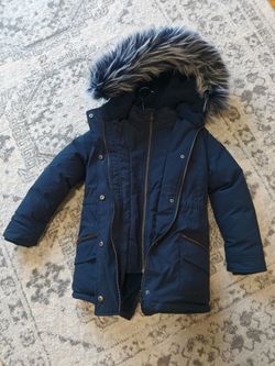 Appaman Navy sparkle middle puffer coat