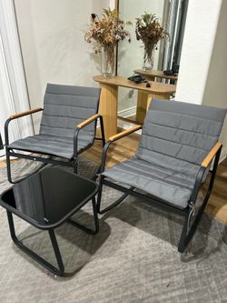 3 Pieces Rocking Wicker Bistro Set