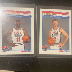 Karl Malone And Larry Bird USA Basketball Cards 1991