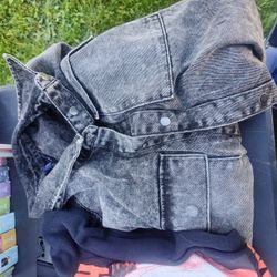 Womens 2XL Black Denim Long Jacket