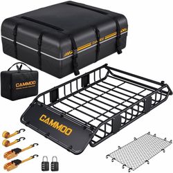 54"x34" Roof Rack Basket, Removable Fairing & Support Bars for Kayaks/Long Gear