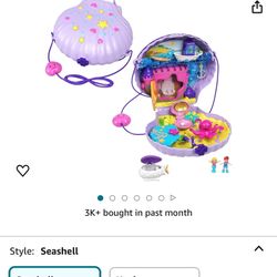 Polly Pocket Travel Toy with Micro Dolls & Accessories, Mermaid 2-in-1 Seashell Purse Playset (Amazon Exclusive)