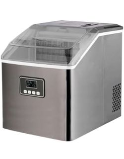 5732 silver Countertop Ice Maker Machine 40Lbs Auto Self-Cleaning 24 Pcs Ice/13 Mins Portable Compact Ice Maker with Ice Scoop Perfect for Home 