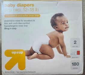 Diapers Up & Up, size 2 (12-18lbs) 180 count