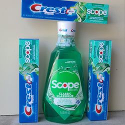 Crest Toothpaste And Scope Mouthwash 