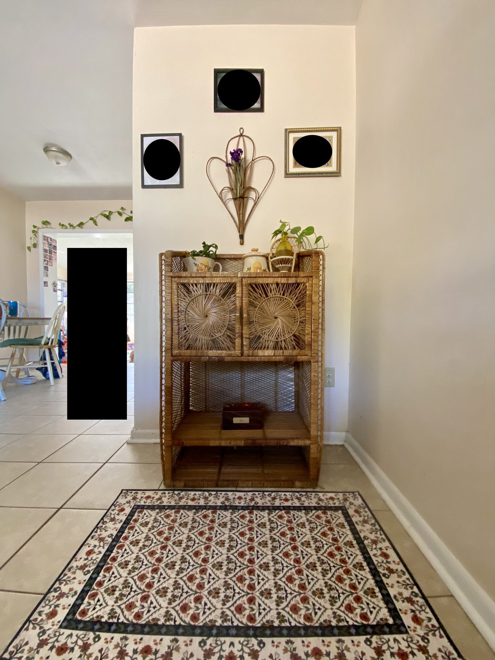 Wicker/ Rattan Boho Vintage Cabinet Shelf