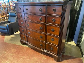 Solid Wood 15-Drawer Dresser with Serpentine Top