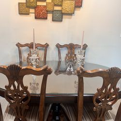 Beautiful Dining Table With 4 Luxury chairs (Table with 2 leaves,Oval & Circle)