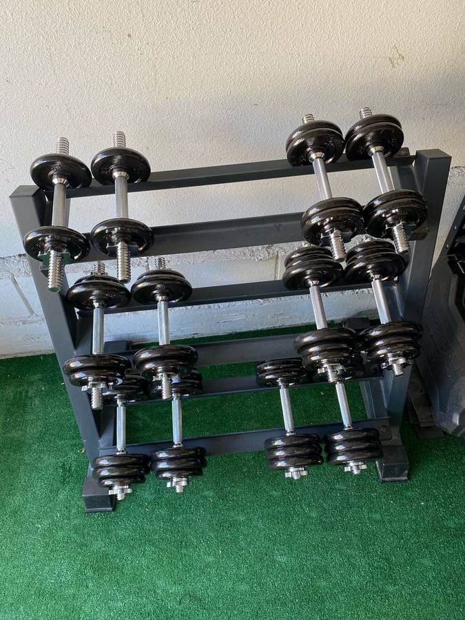 Adjustable dumbbell weight set, 10lbs up to 35lbs (six pairs) for home exercise