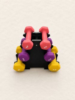 Colorful Dumbbell Set with Rack