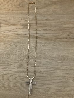 14k Gold  Chain 18k Gold Cross Pendent 