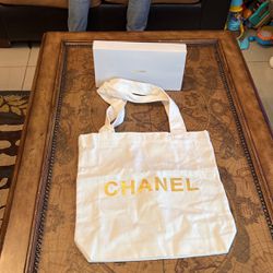 Brand New White Extra Large Canvas Tote Chanel  With Box  $125 OBO C My New Posted Items Ty