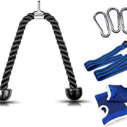 Tricep Rope Cable Machine Attachment, Heavy Duty Triceps Pull Down Rope 27 inch, Tricep Pulley System Workout Equipment