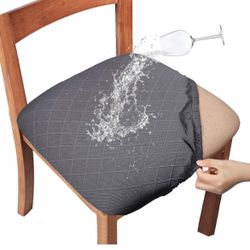 Chair Seat Covers, Dining Room Chair Seat Covers with Ties, Stretch Jacquard Chair Covers Protectors for Dining Room Kitchen Chairs - 6 Pcs, Rhombic-G