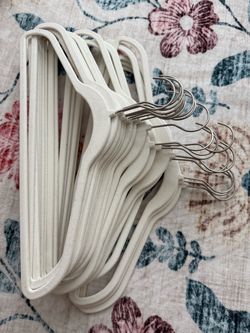SET OF 19 Velvet White/Silver Clothing Hangers