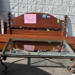 Full Size bed frame And Beveled Glass Coffee table