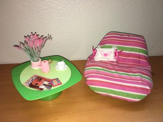 Barbie Chair, coffee table and accessories