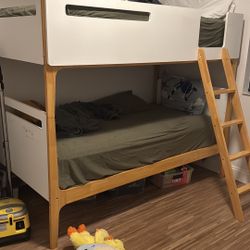 White And Wood Bunk Bed. Twin