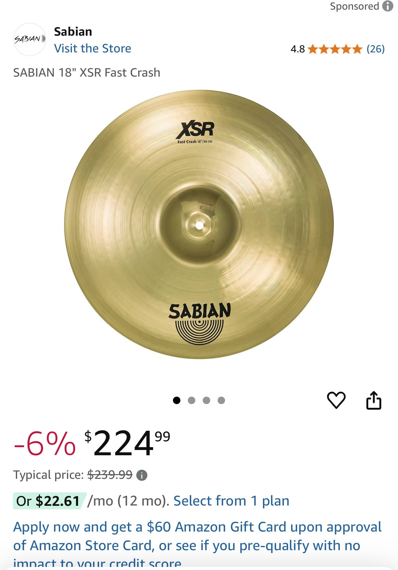Sabian cymbal XSR