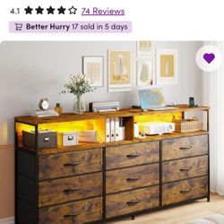 55” W 9 Drawer Dresser With 2-tier Open Shelf