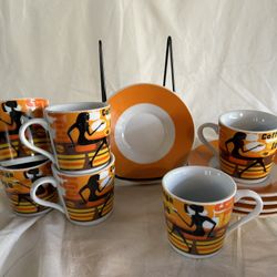 Vintage Retro Alpine Cuisine Expresso Cup Saucer Set