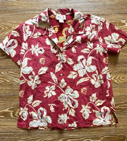 Reyn Spooner USC Trojans Floral Hawaiian Camp Shirt Red/Yellow Size M