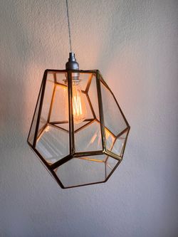 World Market Glass & Brass Pendant Light